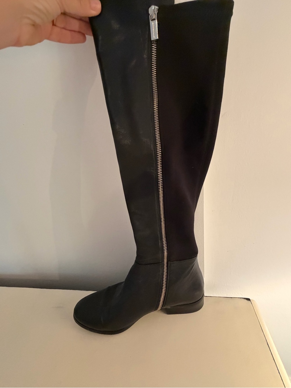 Michael Kors Black Knee-High Side-Zip Heeled Boots